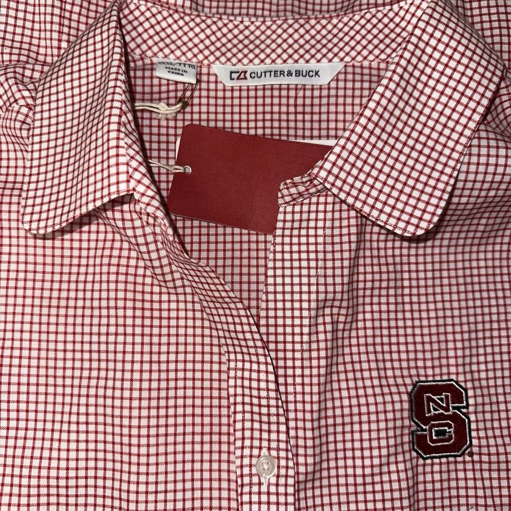 Cutter & Buck Shirt Women's‎ NC State Gingham Button Red Top 3XL Blouse